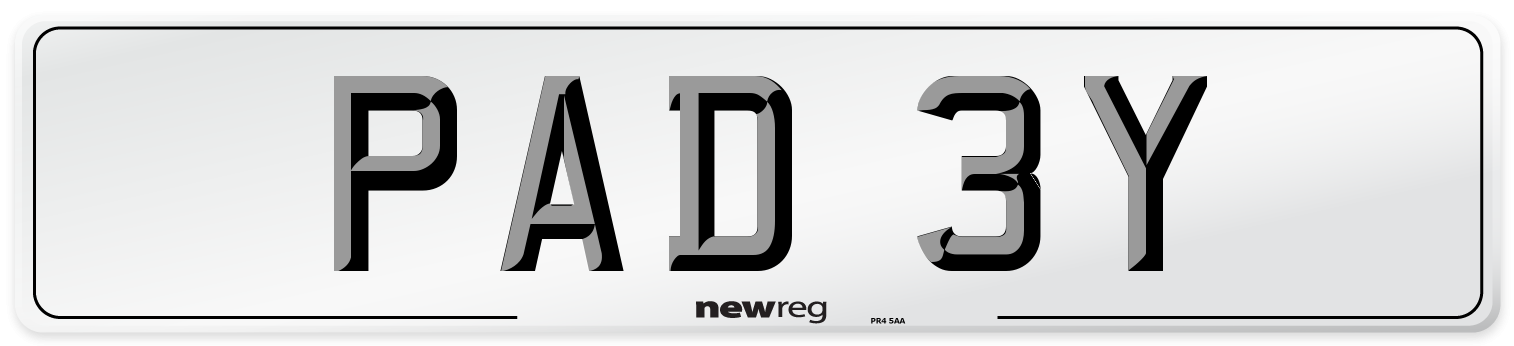 PAD 3Y Number Plate from New Reg